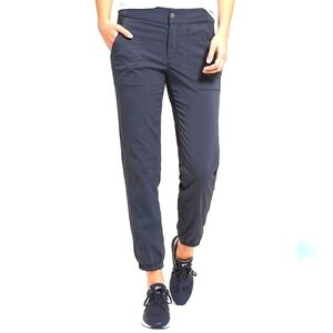 Athleta Women's Pants Trekkie Gray Nylon Spandex Jogger Zip Pockets Size 14